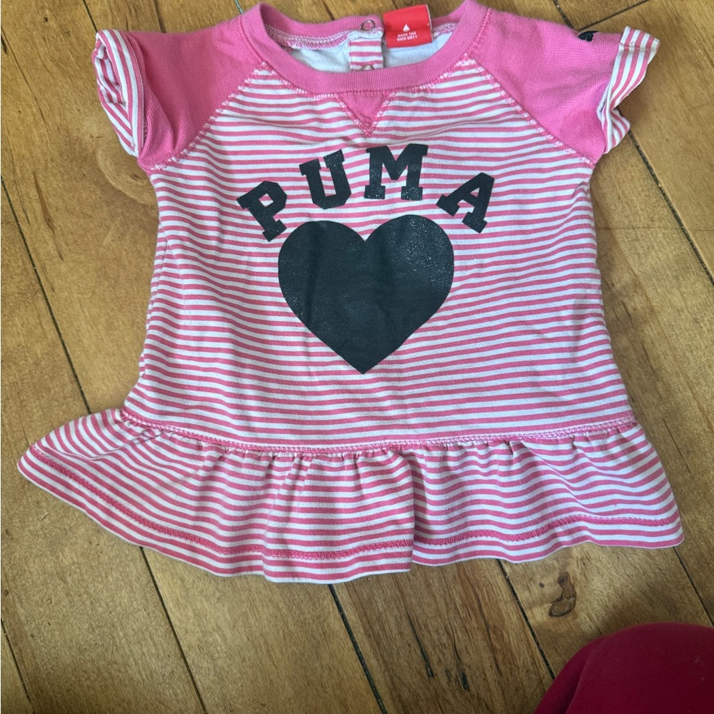 Puma Pink and White Striped Kids shirt